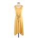 Gap Casual Dress - Midi Scoop Neck Sleeveless: Yellow Print Dresses - Women's Size X-Small