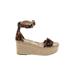 J.Crew Wedges: Espadrille Platform Bohemian Brown Leopard Print Shoes - Women's Size 7 1/2 - Open Toe