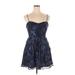 Lulus Cocktail Dress - Mini: Blue Floral Motif Dresses - Women's Size X-Large