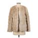 Forever 21 Faux Fur Jacket: Below Hip Tan Print Jackets & Outerwear - Women's Size Small