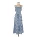 Ann Taylor LOFT Casual Dress - Midi Scoop Neck Sleeveless: Blue Dresses - Women's Size Medium Petite