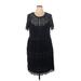 City Chic Casual Dress - Sheath Crew Neck Short sleeves: Black Print Dresses - Women's Size 20 Plus