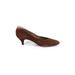 Yves Saint Laurent Heels: Slip On Kitten Heel Work Brown Solid Shoes - Women's Size 35.5 - Pointed Toe