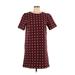 Ann Taylor LOFT Casual Dress - Shift: Burgundy Graphic Dresses - Women's Size Large