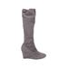 Boden Boots: Gray Solid Shoes - Women's Size 37 - Almond Toe