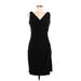 Lauren by Ralph Lauren Cocktail Dress - Sheath V Neck Sleeveless: Black Print Dresses - Women's Size 6 Petite