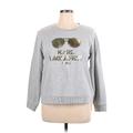 Karl Lagerfeld Sweatshirt: Silver Print Tops - Women's Size X-Large