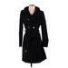 Lauren by Ralph Lauren Wool Coat: Knee Length Black Print Jackets & Outerwear - Women's Size 4