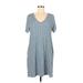 Stella Parker Casual Dress - Shift Scoop Neck Short sleeves: Teal Dresses - Women's Size Medium