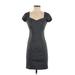 BCX Casual Dress - Mini Sweetheart Short sleeves: Gray Dresses - Women's Size 1