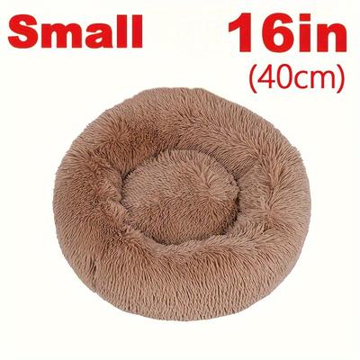 "TEMU Calming Bed, Donut Cuddler Warming Round Bed, Fluffy Fur Plush Cushion Bed For Small Medium And Large Dogs And Cats (16"/20"/24"/28"/31"/39")" Image