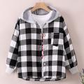 Boys Fashion Plaid Hooded Jacket, Long Sleeve Button Down Hooded Jacket, Kids Clothing