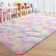 1pc Luxury Shag Rugs Fluffy Area Rugs, Cute Soft Rainbow Rug For Bedroom Living Room, Washable Shaggy Tie-dye Throw Carpet For Bedside Living Room Home Decor Room Decor