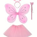 Toddler Kids 3-8 Ans Ailes de Papillon Baguette Magique Jupe Bouffante Cosplay Festival Scène Fête Petite Princesse Habiller mardi gras