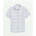 Brooks Brothers Men's Irish Linen Short Sleeve Plaid Sport Shirt | White | Size Medium