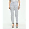 Brooks Brothers Women's Classic Striped Seersucker Pants in Cotton Blend | Blue/Ivory | Size 12