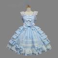 Douce Lolita Grande Taille robe de vacances Robe Robe sans Manches Femme Fille Coton Japonais Costumes de Cosplay Violet / Jaune / Bleu Couleur Pleine Nœud papillon Mancheron Manches Courtes Courte