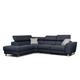 Canapé d'angle gauche 5 places avec un relaxation tissu bleu