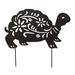 Arlmont & Co. Gonzague Metal 18.25" Black Spring Turtle Critter Cutout Yardstake Metal | 18.25 H x 16 W x 0.25 D in | Wayfair