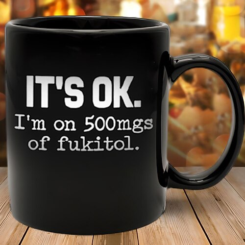 Grafische Buchstaben, tägliche Designer-Retro-Vintage-Tasse, lustige Kaffeetasse aus Keramik, schwarz, Vatertagsgeschenk, 1,2 oz/330 ml Image