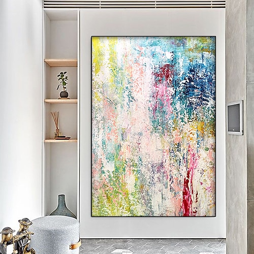 Buntes abstraktes Gemälde, Acryl-Ölgemälde, Gemälde auf Leinwand, abstrakte Kunstgemälde, originale große Wandkunst, Wandkunst Image