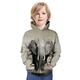 Jungen 3D Graphic Elefant 3D Kapuzenpullover Langarm 3D-Druck Aktiv Polyester Spandex kinderkleidung