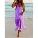 Damen Weißes Kleid Casual kleid Sommerkleid kleid lang Rüsche Verabredung Urlaub Strand Strassenmode Maxi V Ausschnitt Ärmellos Schwarz Weiß Gelb Farbe