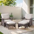 Red Barrel Studio® StLouis Patio Chair w/ Cushions & Ottomans, Rattan | Wayfair A2DD43E354D345E1AD9891E2D7D56EA9