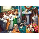 Vermont Christmas Company Puppies AIF4 in The Bath Jigsaw 100 Piece Puppies Large Puppy Jigsaw Puzzle Made from Thick Durable Puzzle Board - Puppy Puzzles for Kids & Adults (19 x 13 )