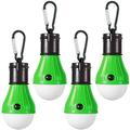 4 Pack Portable LED Tent Lamp With Clip Hook Emergency Lights Bulbs Tent Lamp For Camping Hiking Fishing Green