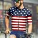 GLVSZ Men s American Flag Cycling Jerseys Short Sleeve Stretch Skinny Biking Shirts Full Zip Breathable Quick-dry Road Bicycle Riding Clothing