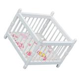 Doll House Furniture Miniature Accessories Crib White Wood Cloth Baby