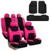 FH Group Car Seat Covers Light & Breezy Flat Cloth Full Set w/ Trimmable Vinyl Floor Mats