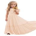 Boho Flower Girl Ruffle Chiffon Dress Lace Embroidery First Communion Dress Ruched A-Line Long Wedding Party Dresses