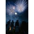 UK England East Sussex People watching fireworks at Nevill Junior Bonfire night; Lewes Poster Print