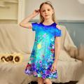 Girls' Casual Dress Strap Dress A Line Dress Short Sleeve Graphic Floral 3D Printed Graphic Dresses Cute Casual Sweet Above Knee Polyester Dress Summer Spring Kids Sports Outdoor Daily Holiday