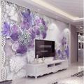 Cool Wallpapers Vintage Purple Flower Wallpaper Wall Mural Roll Sticker Peel and Stick Removable PVC/Vinyl Material Self Adhesive/Adhesive Required Wall Decor for Living Room Kitchen Bathroom