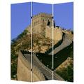 Benjara Brar 71 Inch 3 Panel Canvas Screen Great Wall of China Print Multicolor