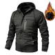 Men's Outdoor Jacket Fleece Jacket Windbreaker Sports Outdoor Daily Wear Travel Durable Basic Winter Quotes Sayings Solid / Plain Color Sportswear Warm Ups Hooded Regular Black White Red Blue Green