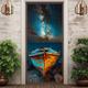 Boat under Skarry Night Door Door Covers Door Tapestry Door Curtain Decoration Backdrop Door Banner for Front Door Farmhouse Holiday Party Decor Supplies