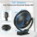 10000mAh Rechargeable Portable Fan 8-Inch Battery Operated Clip on Fan USB Fan 4 Speeds Strong Airflow Sturdy Clamp for Personal Office Desk Golf Car Outdoor Travel Camping Tent Gym