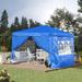 10 x10FT Pop Up Canopy with 2 Removable Sidewalls Portable Enclosed Instant Tent with 2 Windows Waterproof Outdoor Tent Beach Sun Shelter with 4 Sandbags and Carry Bag Blue