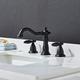 Widespread Bathroom Sink Mixer Faucet, 3 Hole 2 Handle Brass Basin Taps Vessel Water Tap Washroom with Hot and Cold Hose Deck Mounted, Wash Basin Faucet