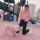 The dog is better than the bear method to fight stripes embroidery round neck spring and autumn fur circle hoodie pet family hair