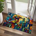 Stained Glass Tiger Doormat Non-Slip Oil Proof Rug Indoor Outdoor Mat Bedroom Decor Bathroom Mat Entrance Rug Door Mat