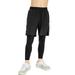 Boys Running Compression Tights Pants Workout Shorts 2 in 1 Active Sport Pants Basketball Training Leggings for Kids Youth 5-12 Years