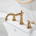 Widespread Bathroom Sink Mixer Faucet, 3 Hole 2 Handle Brass Basin Taps Vessel Water Tap Washroom with Hot and Cold Hose Deck Mounted, Wash Basin Faucet