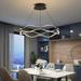 Modern LED Pendant Light with Remote Control Five Rings Black Pendant Light Dimmable LED Chandelier for Bedroom Kitchen Living Room Kitchen Dining Room