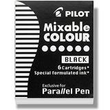 Pilot Parallel Mixable Color Ink Refills for Calligraphy Pens Black Ink 6-Pack (77305)