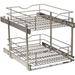 Simply Put 17.5-in W x 14.7-in H Metal 2-Tier Pull Out Cabinet Basket 17 Inch Frosted Nickel